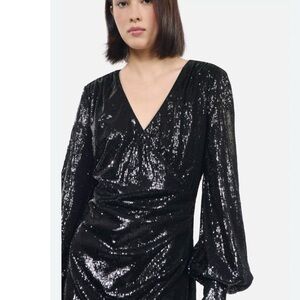 THE KOOPLES Shimmering Sequin Draped Mini Dress